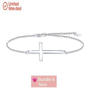 Sterling Silver Cross Anklet Adjustable 8+2 Inch Chain Religious Jewelry Gift